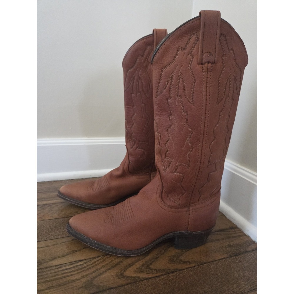 Vtg Dan Post Cowboy Boots P2552 Women's 5.5m Brown "Marlboro" Style Western